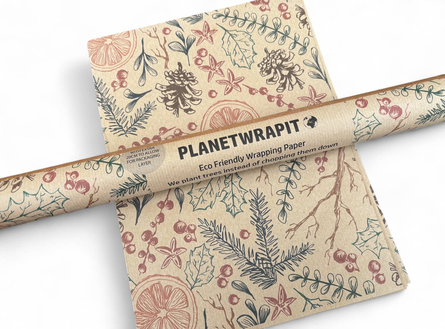 Christmas Dried Oranges Recycled Kraft Gift Wrapping Paper