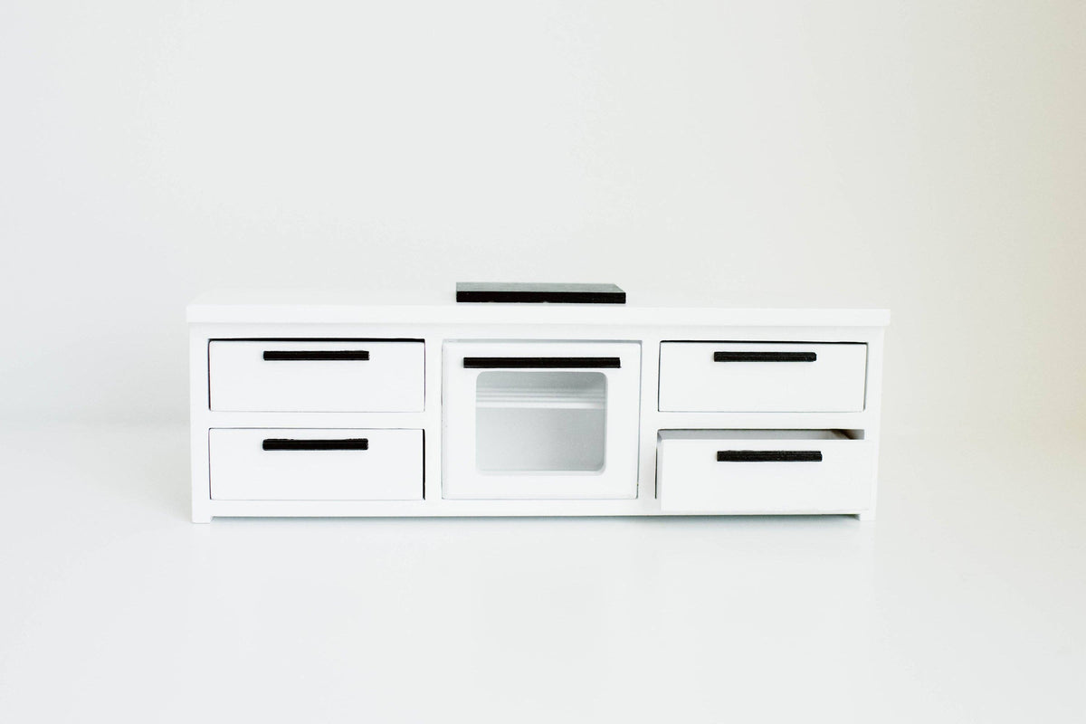 Dollhouse Straight Kitchen Base Cabinets Cooktop Oven White