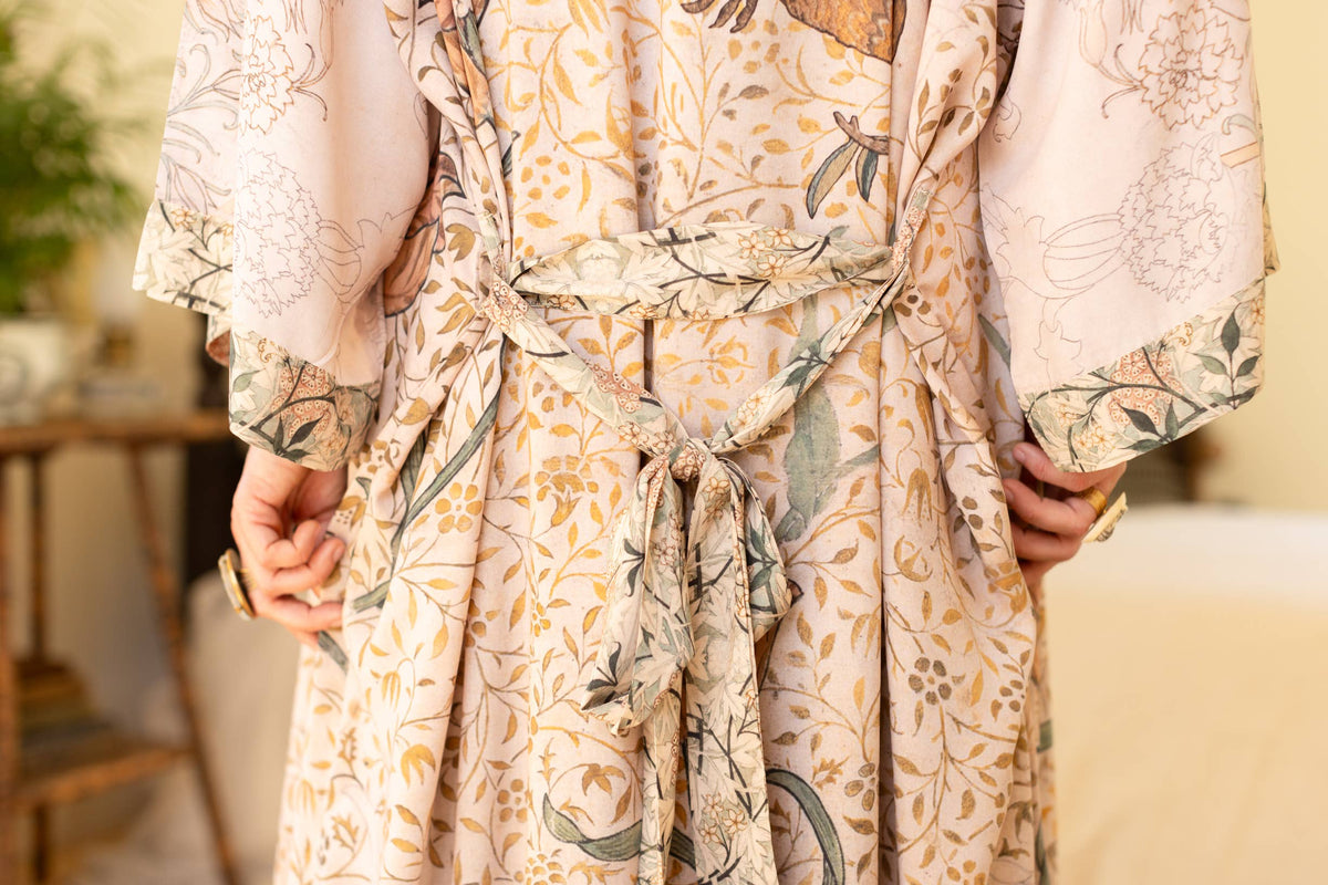 Folklore Opera Duster Kimono Robe w/ Bird of Peace