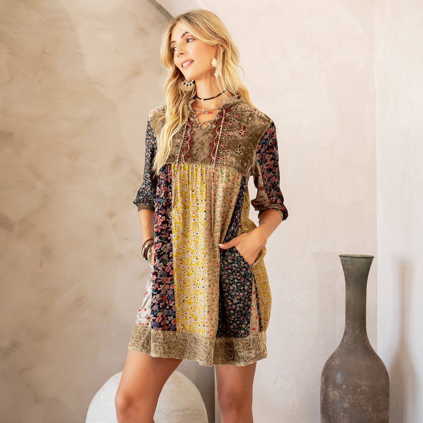 Chic Bohemian Stone-Washed Dress SIZE: XS TO 3X