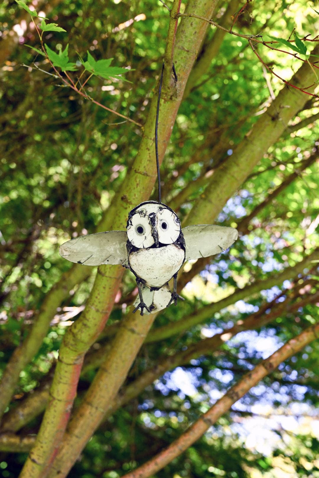 Flying owl Recycled Metal Hanging Sculpture