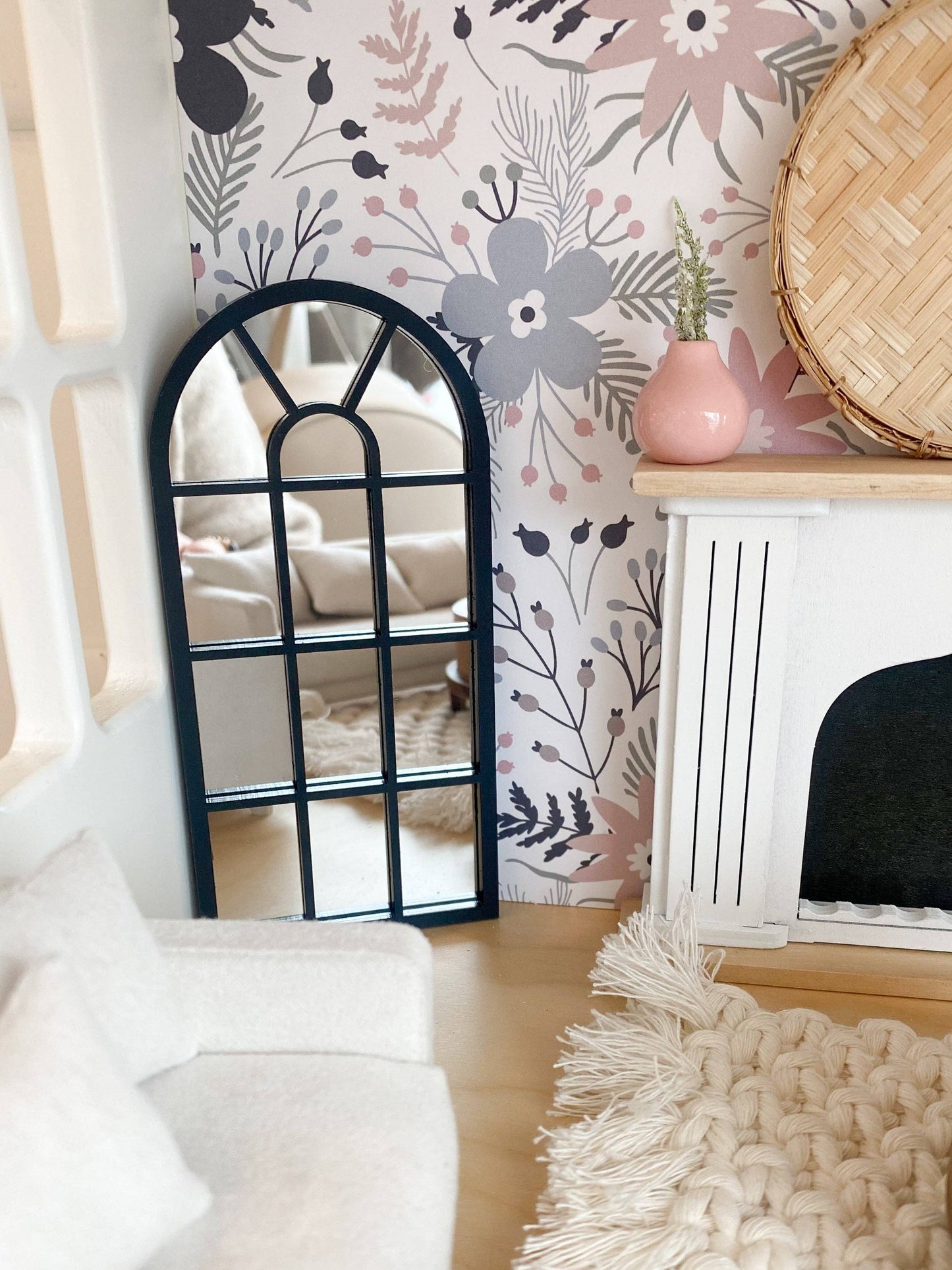 Dollhouse Arched Floor Mirror | White or Black