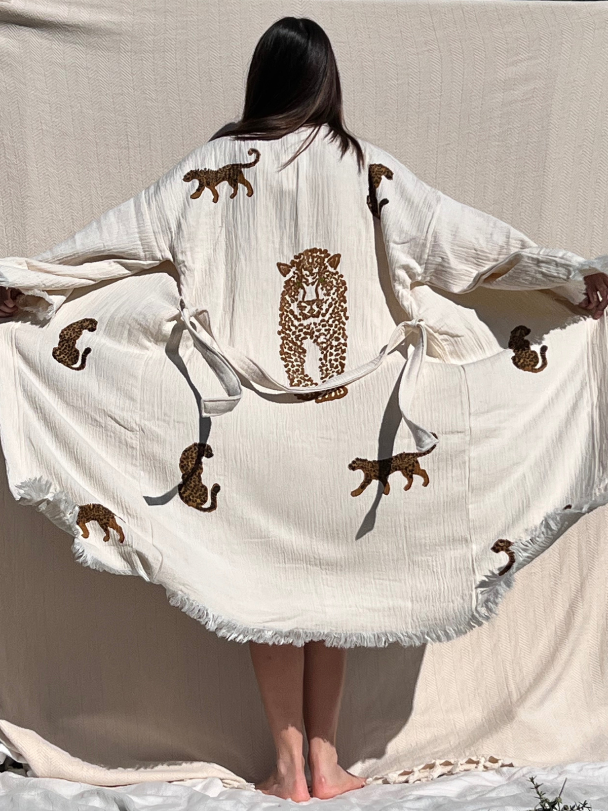 Brown Leopard Kimono Robe
