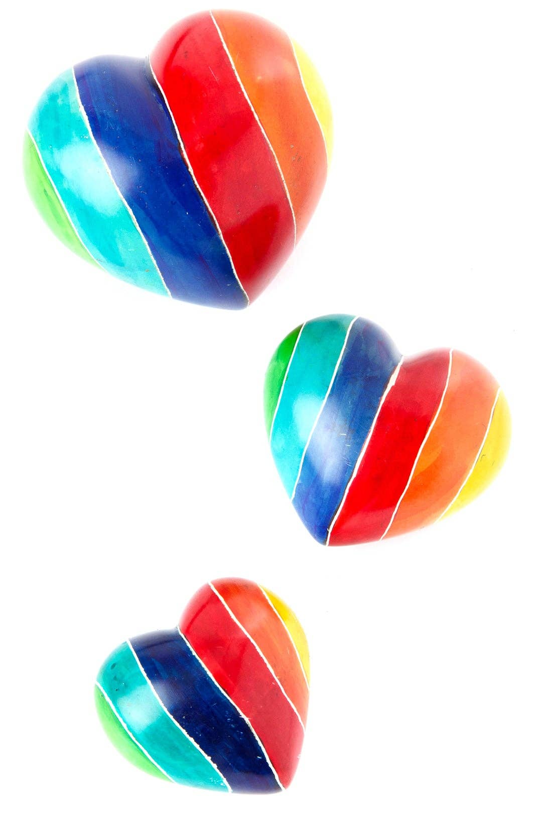 Kenyan Rainbow Soapstone Heart Keepsakes - Valentine's Day Gifts
