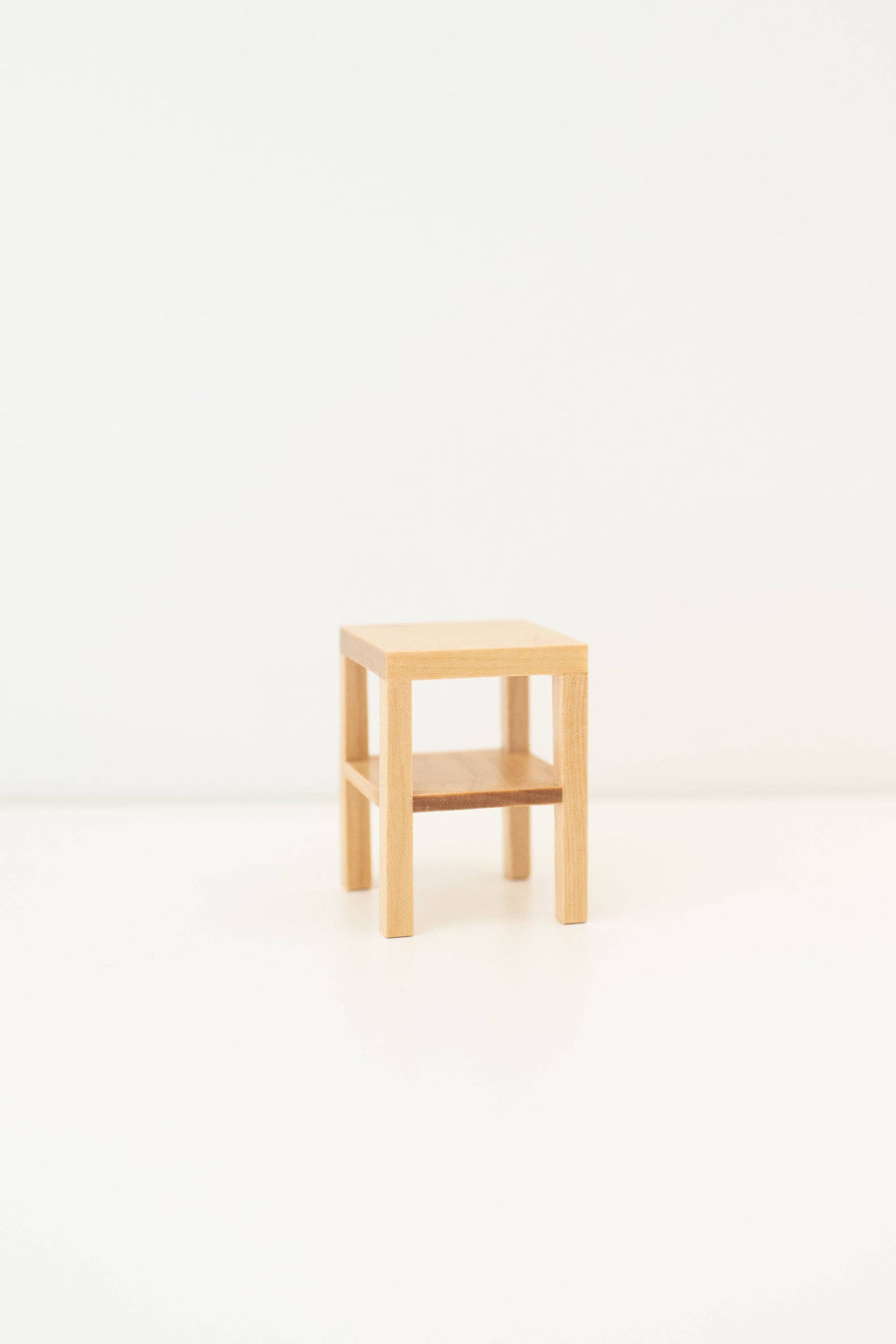 Dollhouse Side Table Nightstand with Shelf | Natural Wood