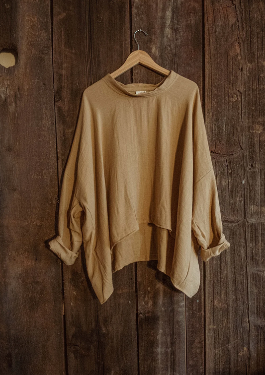 Organic Boho Unisex Pullover Flowy Shirt, Bamboo Long Sleeve