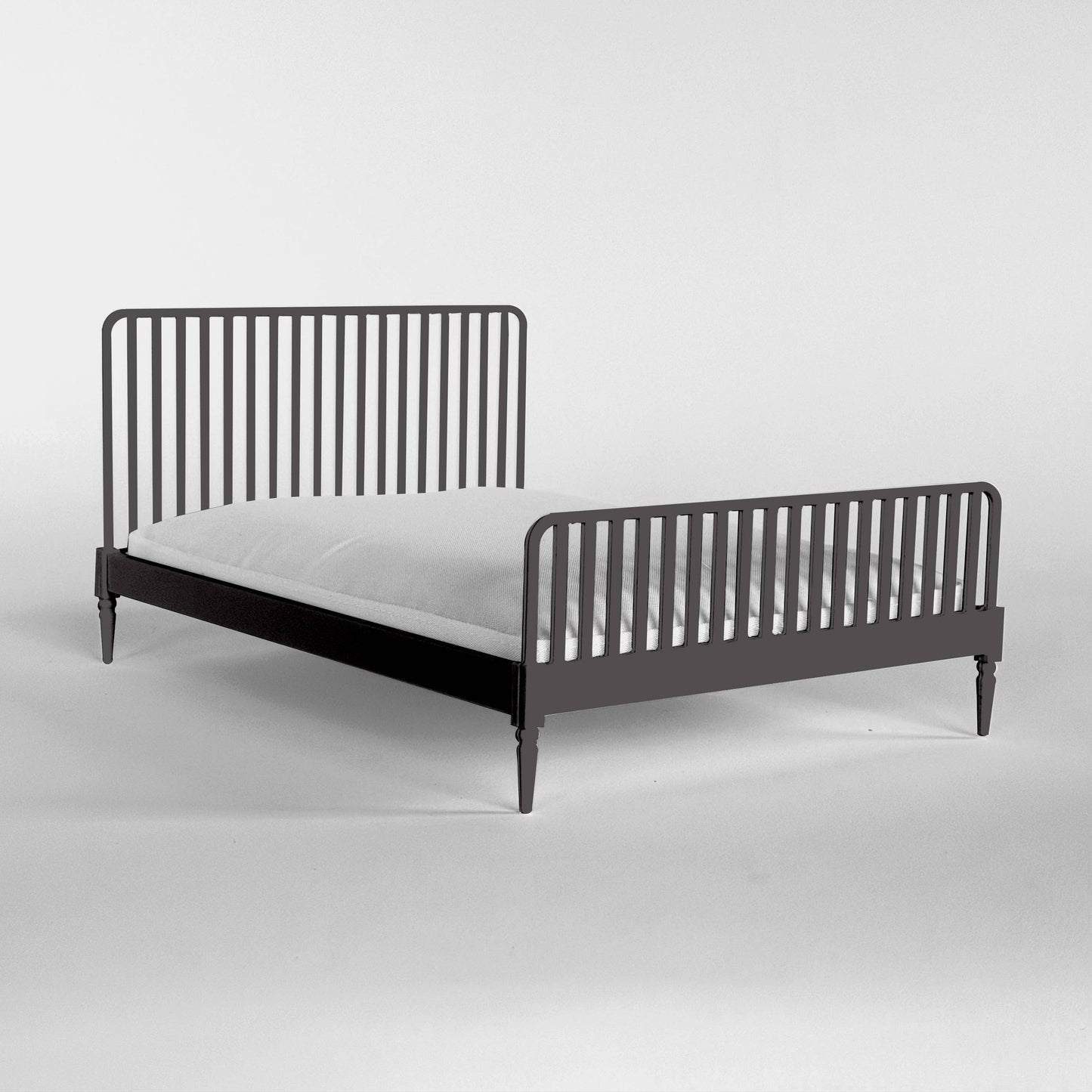 1:12 Scale Dollhouse Bed with Mattress, Twin or Queen