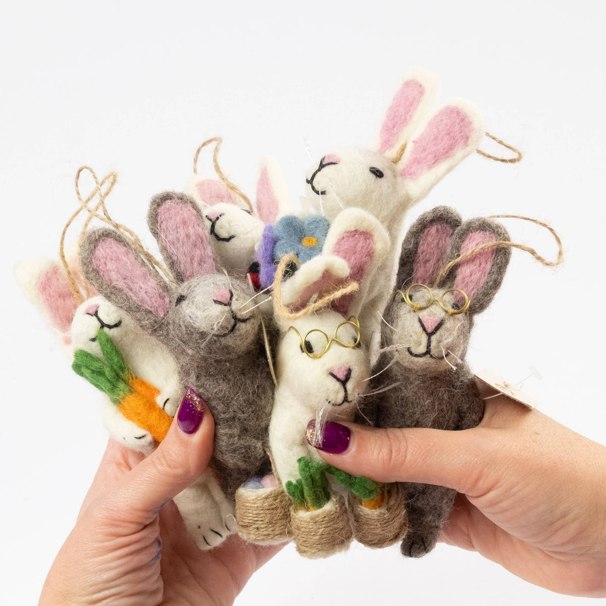 Ornament - Easter Decor - Gray and White Easter Bunnies