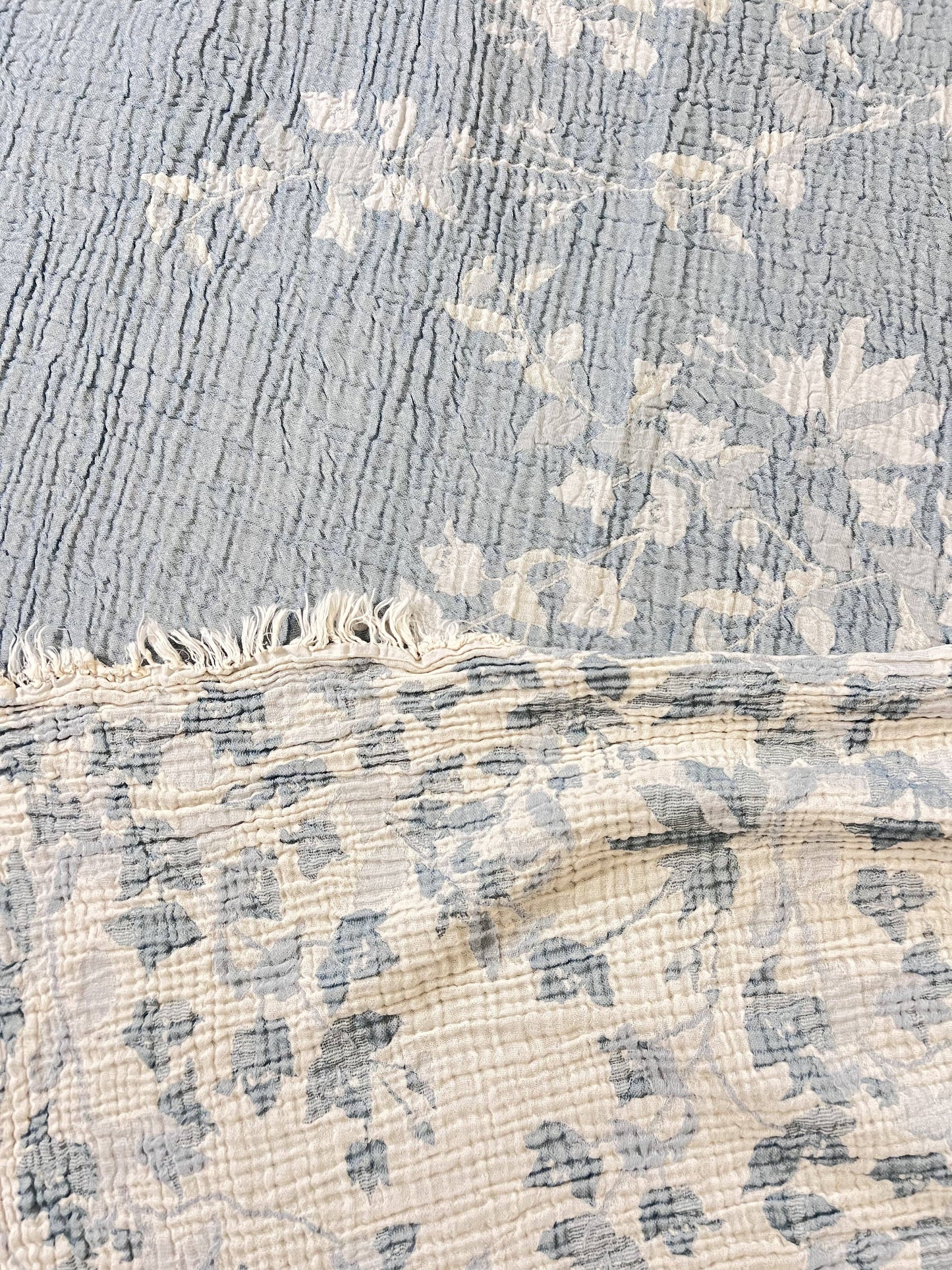 Bougainvillea  Blanket – Pale Sky Blue  |Queen