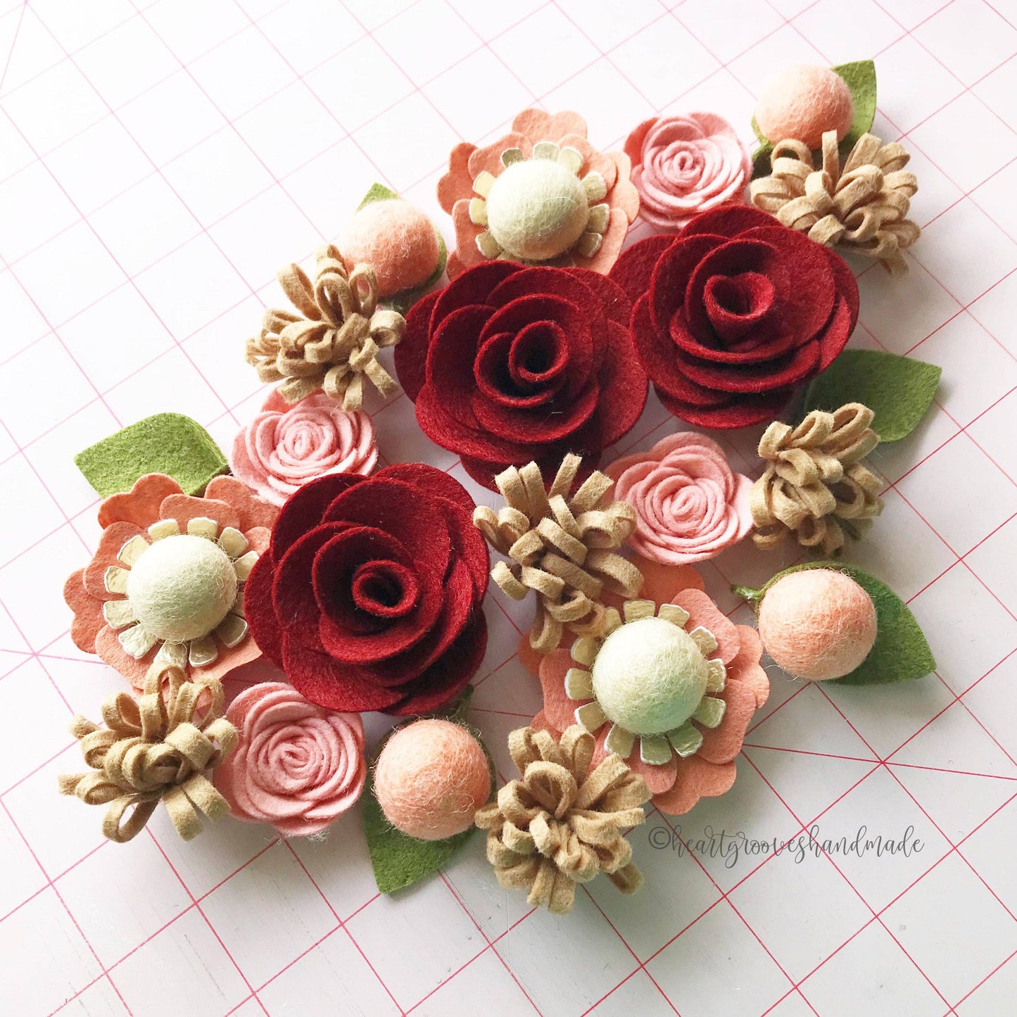 Felt Flower Wreath Craft Kit | Crimson Blush