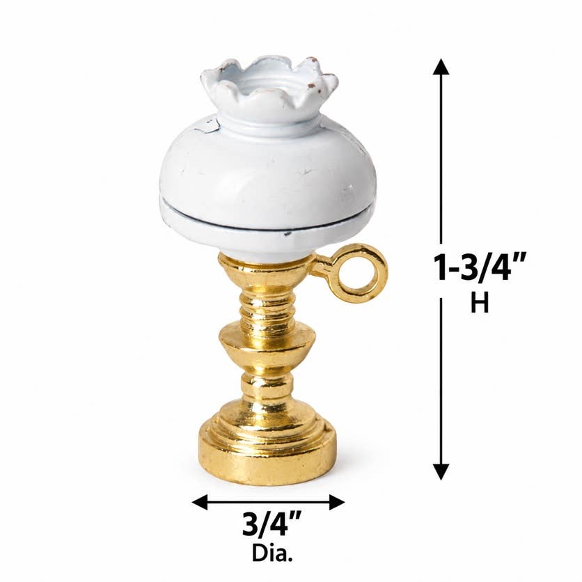 Dollhouse Miniature Metal Hurricane Lamp (1-3/4" x 3/4" Dia)