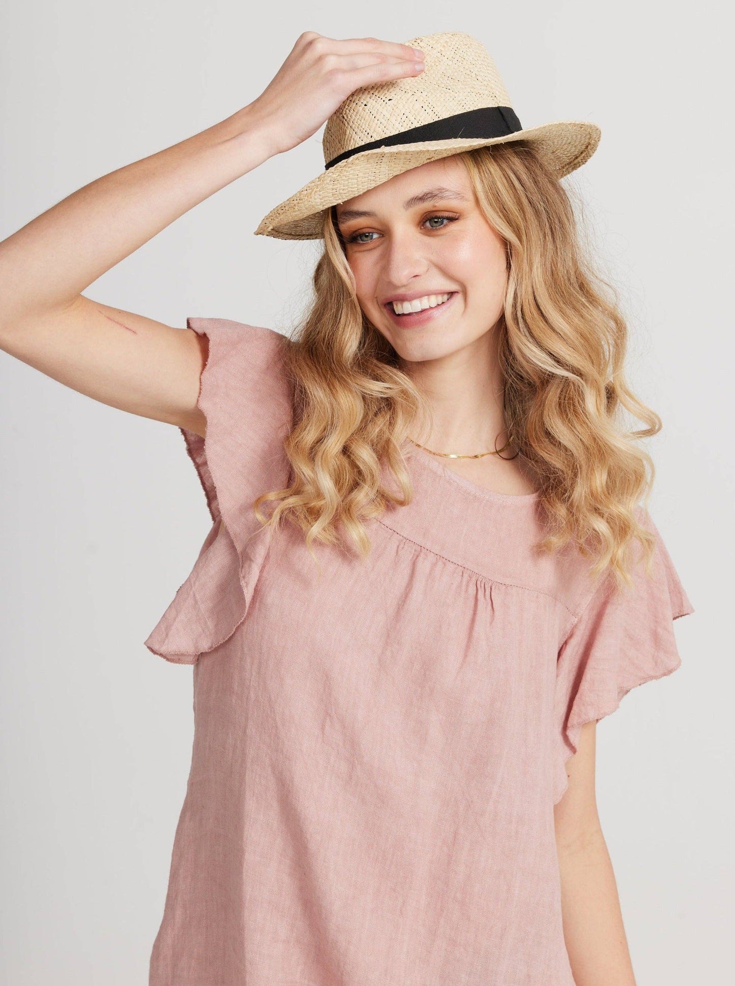 Poppy Linen dress with Ruffled sleeves
