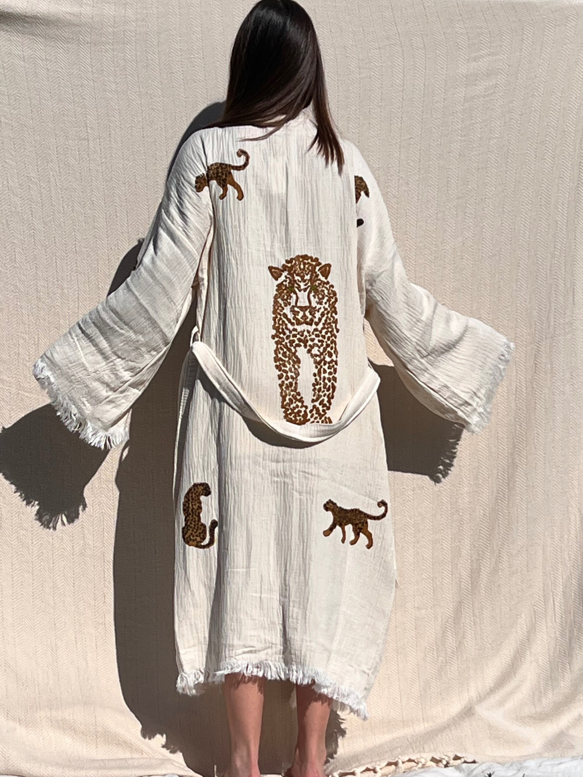 Brown Leopard Kimono Robe