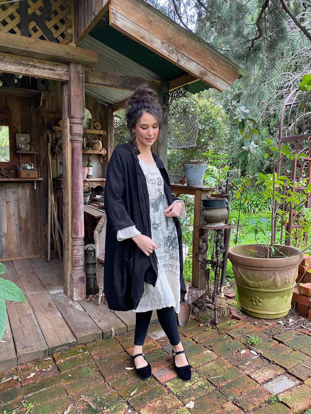 Harper Lee Linen jacket. Ebony