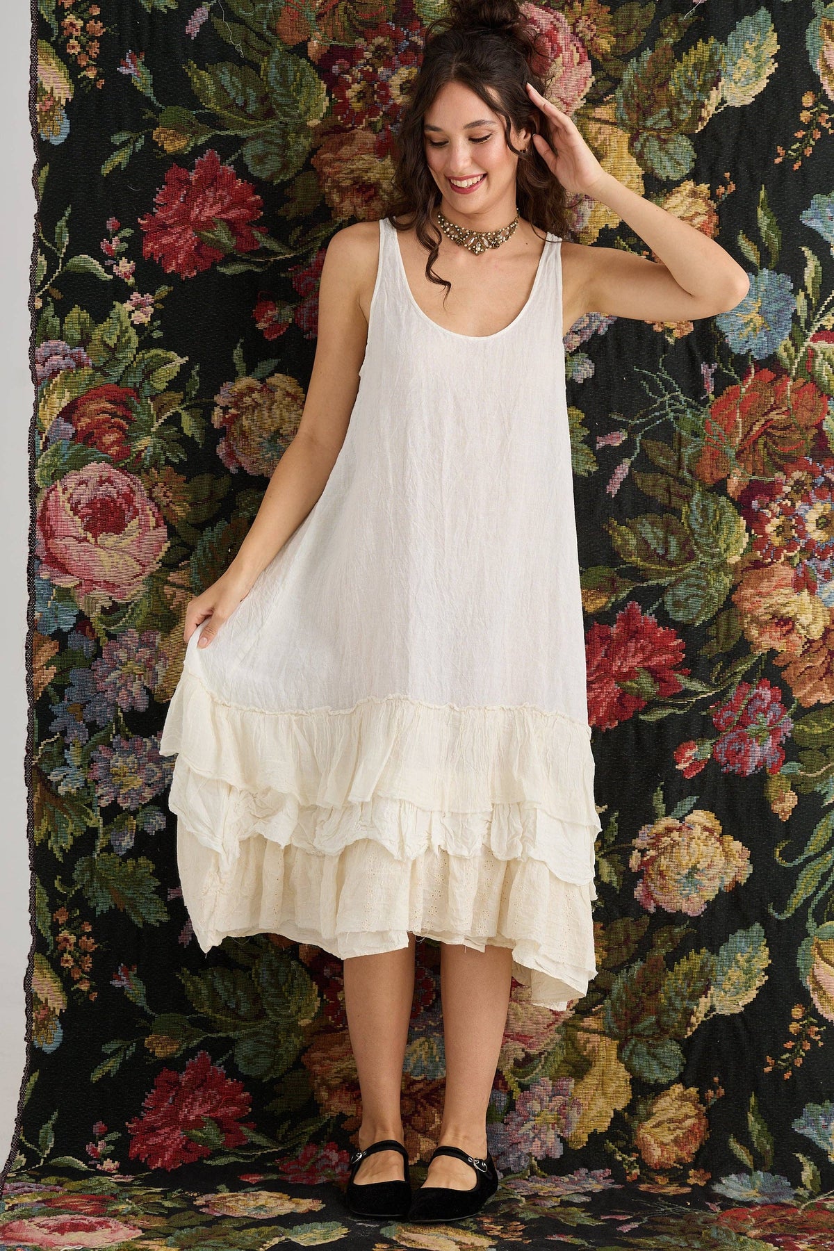 Waterlily ruffled dress. Cream Puff