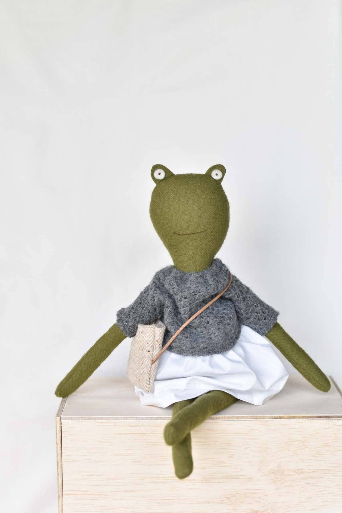 Fern the Frog doll- French Knit Sweater with Morning Skirt