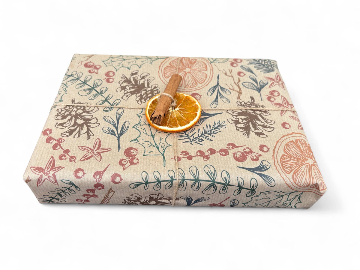 Christmas Dried Oranges Recycled Kraft Gift Wrapping Paper