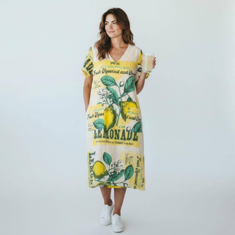 LEMONDADE V-NECK LONG DRESS FREE SIZE