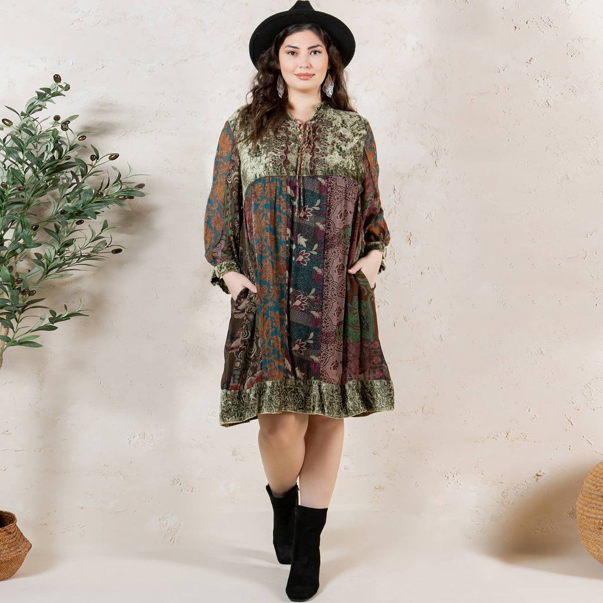 Chic Bohemian Stone-Washed Dress SIZE: XS TO 3X