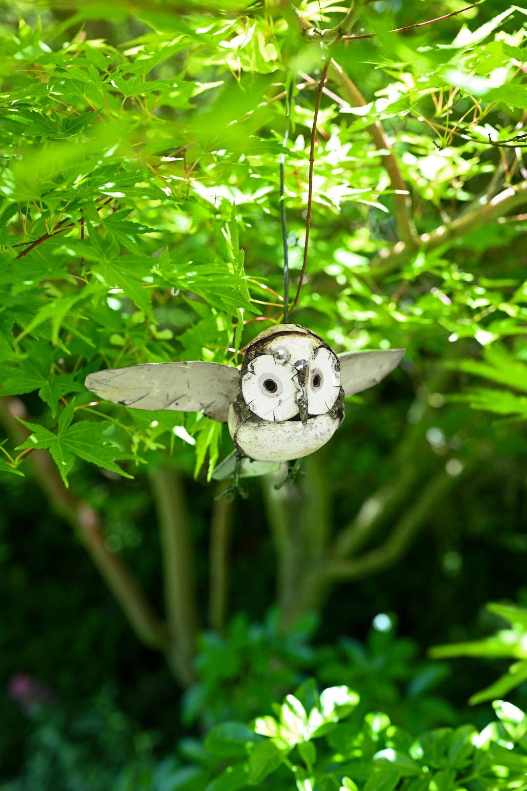 Flying owl Recycled Metal Hanging Sculpture