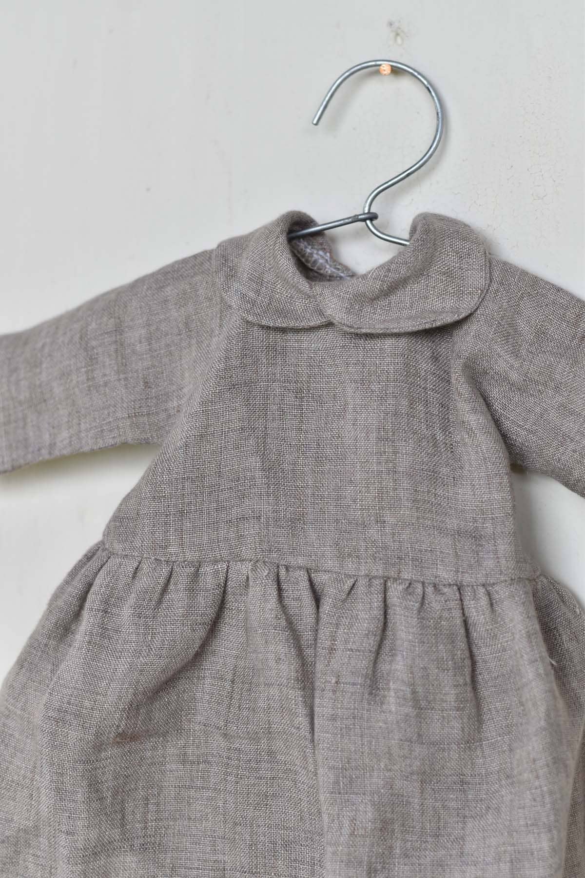 Linen Gather Dress with Peter Pan Collar - Handmade