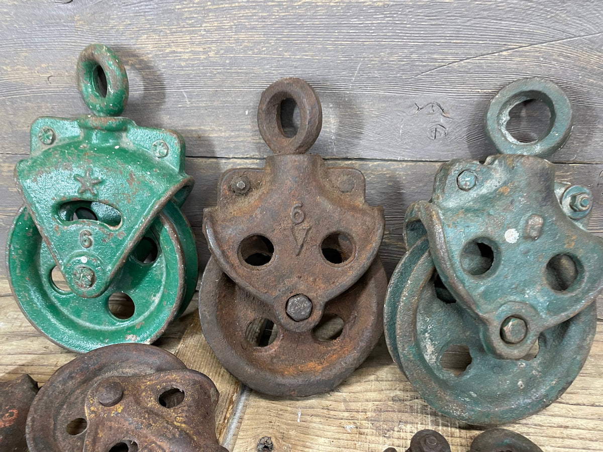 Antique Iron Pulley-Original-Vintage-Metal Iron Pulleys