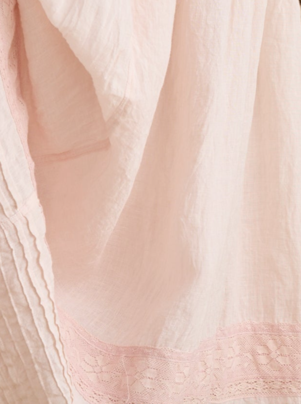 Isadore linen and lace Cami dress. Powder Pink