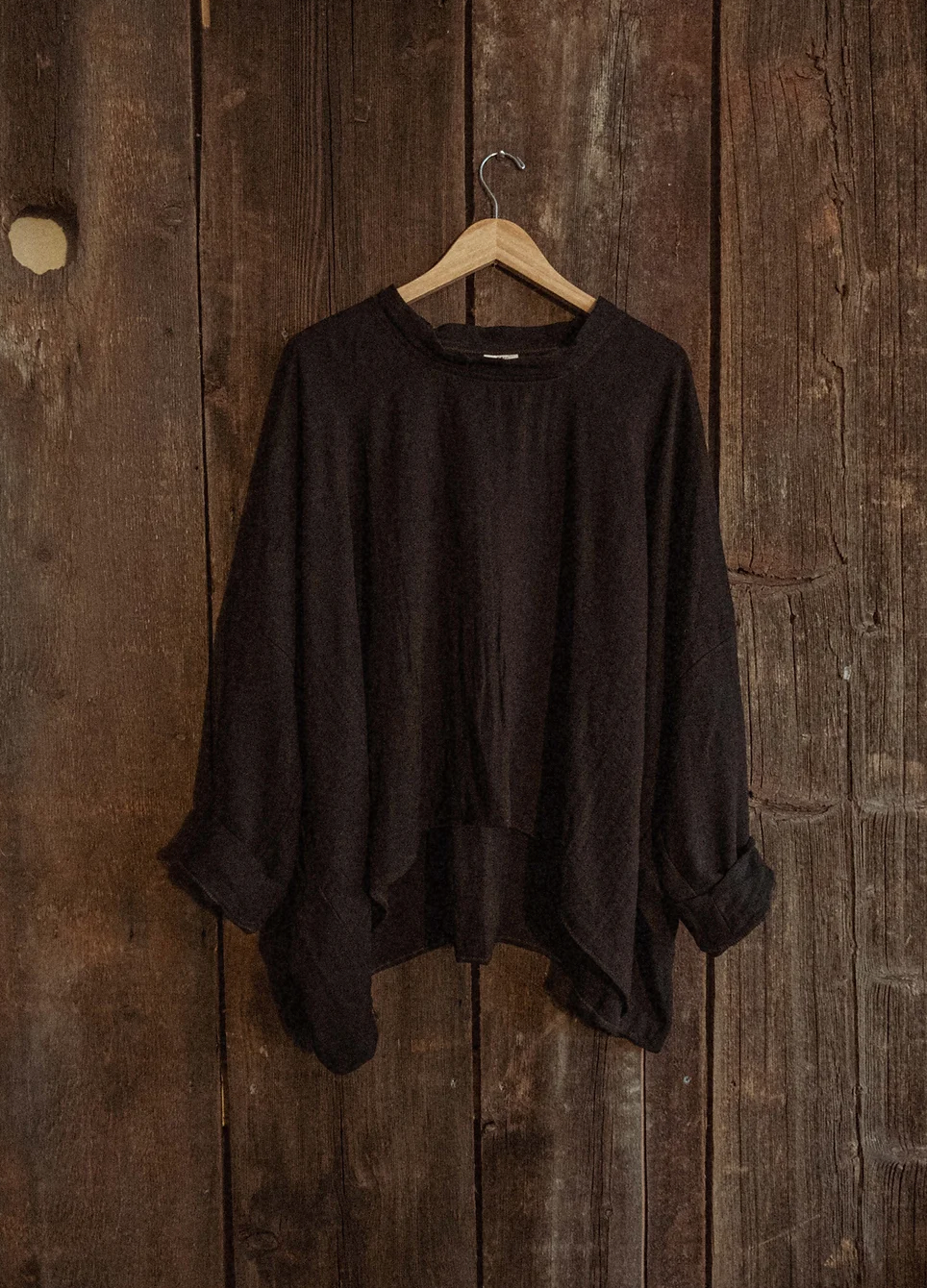 Organic Boho Unisex Pullover Flowy Shirt, Bamboo Long Sleeve