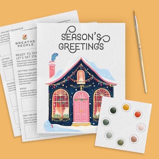 Holiday Home Watercolor Kit — Beginner Art Kit for Adults