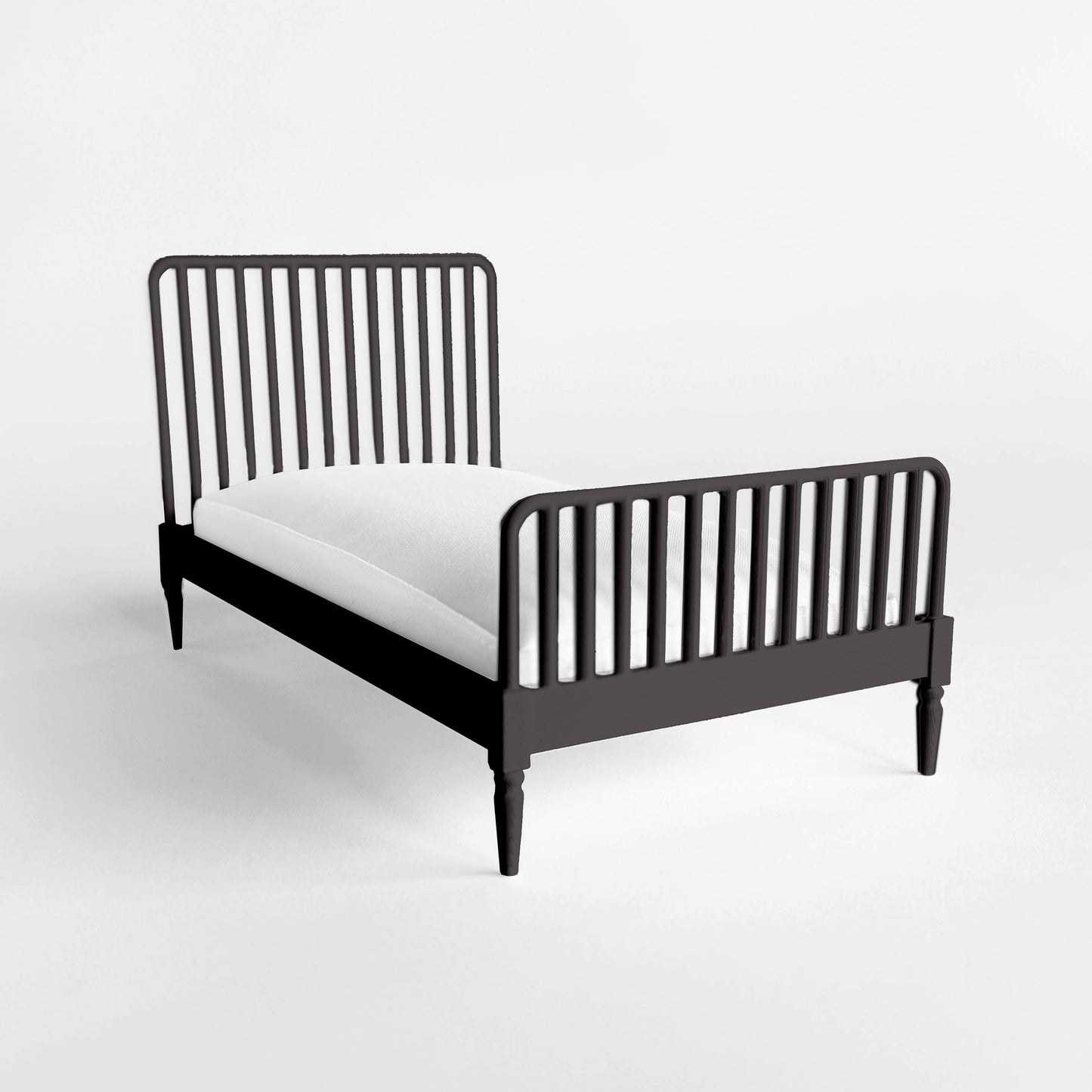 1:12 Scale Dollhouse Bed with Mattress, Twin or Queen