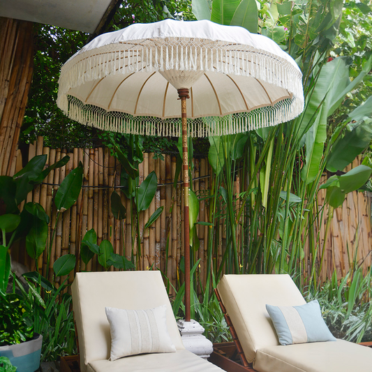 Balinese Umbrella Patio | Natural Fringed
