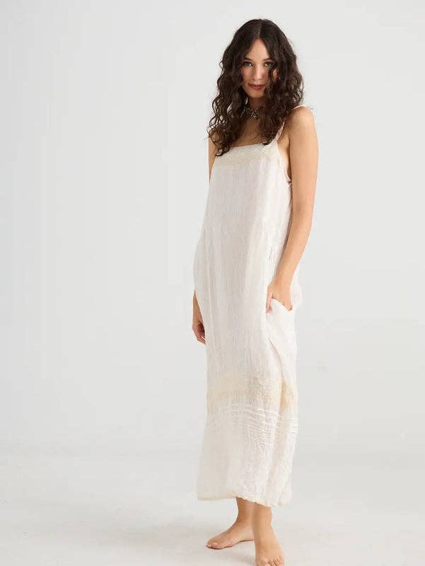 Isadore linen and lace Cami dress. Powder Pink