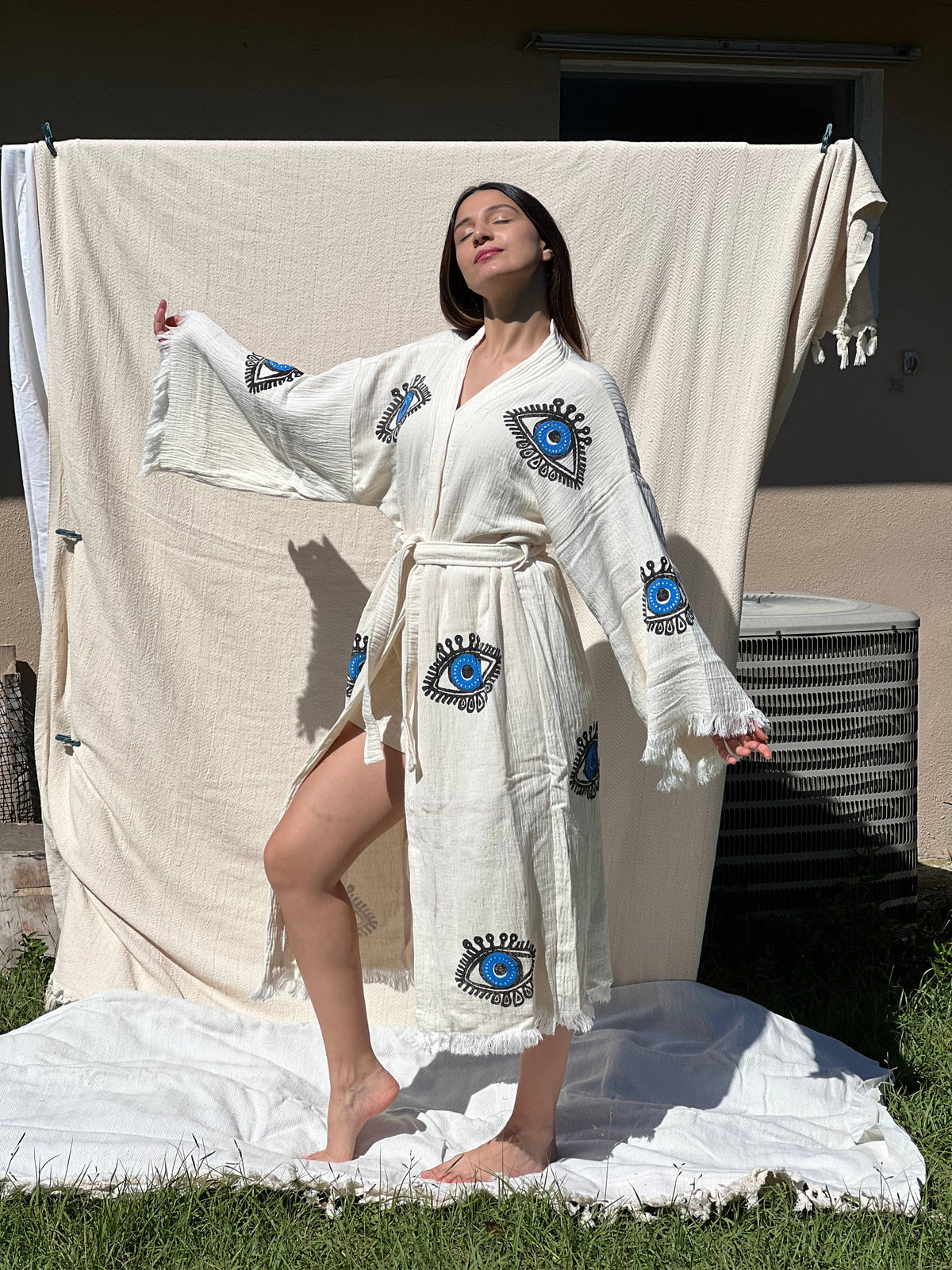 Awake Eye Kimono Robe, Dressing Gown