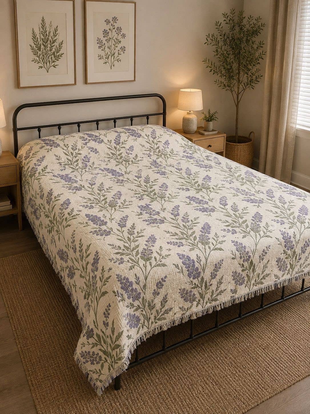 7-Layer Cotton Muslin Quilted Blanket - Lavender Field