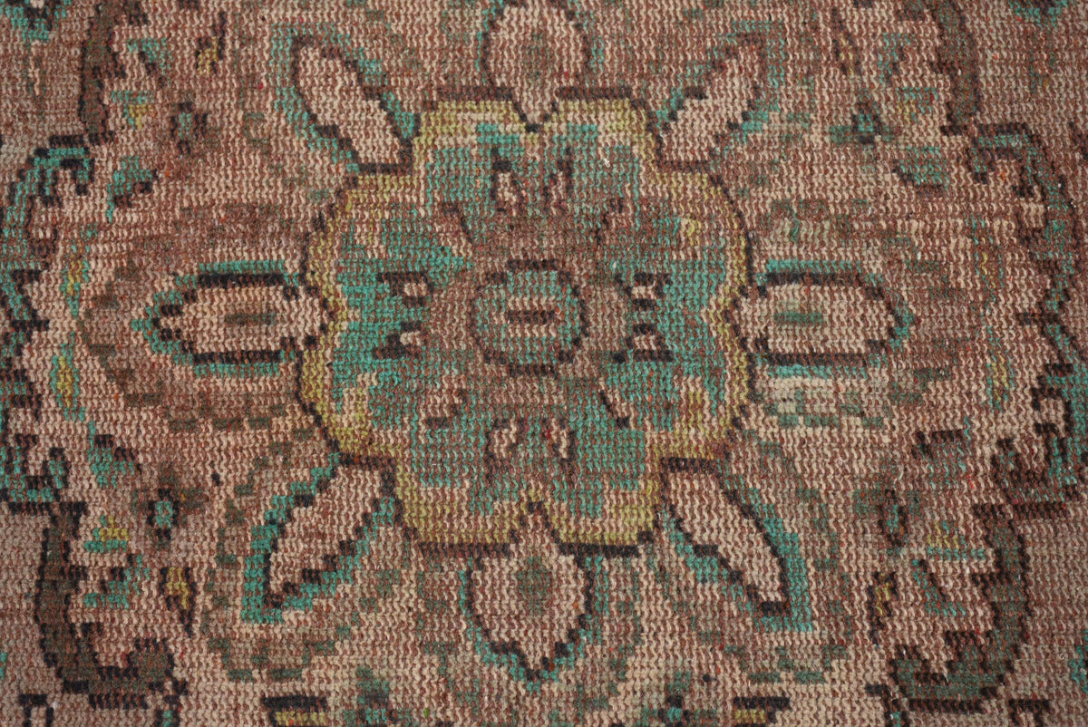 Handmade Brown & Green Floral Rug, 4.8x9 Ft Classic Area Rug