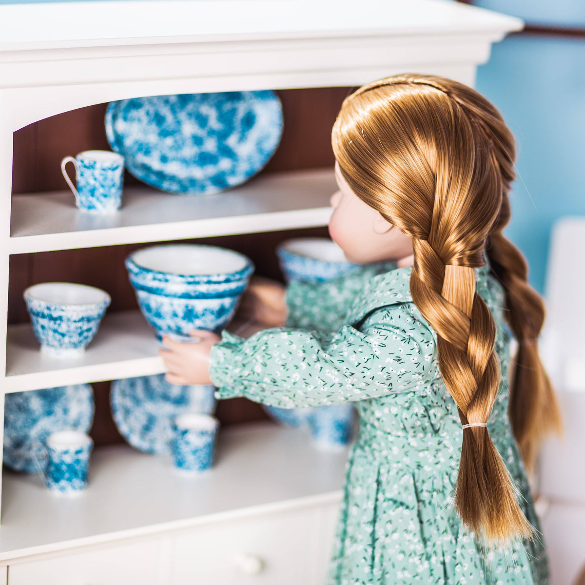 18" Doll Farmhouse Cupboard Dish Hutch Fits American Girl