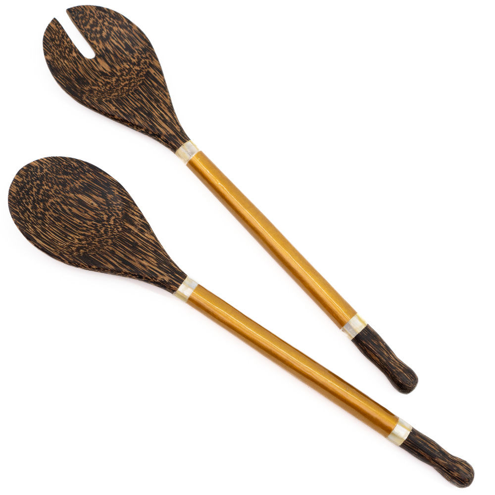 SALE | Capiz & Palm Wood Server | Golden
