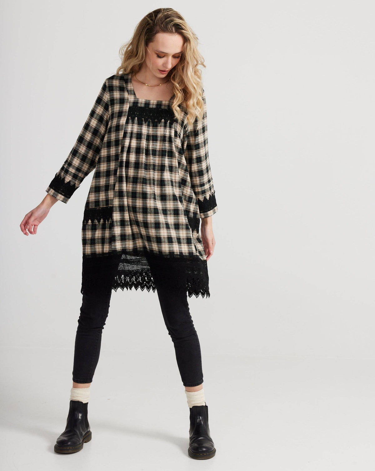 Isla Plaid dress. Black. SALE