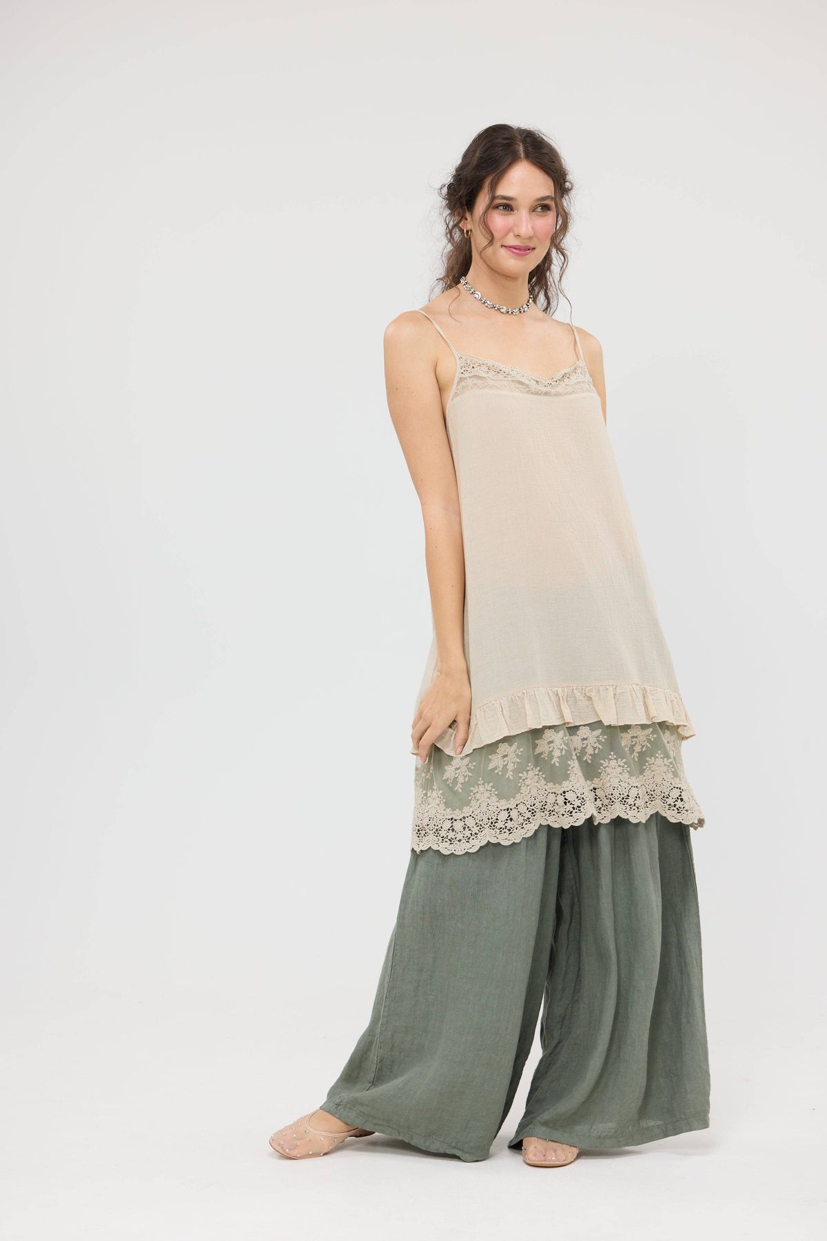 Minette short camisole slip dress . Tea-dyed