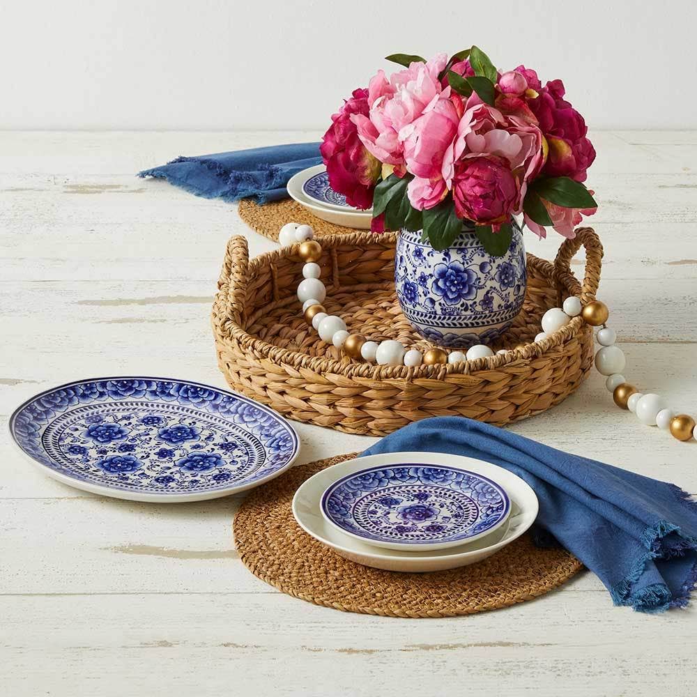 Indigo Bloom Ceramic Appetizer Plates- Set of 4