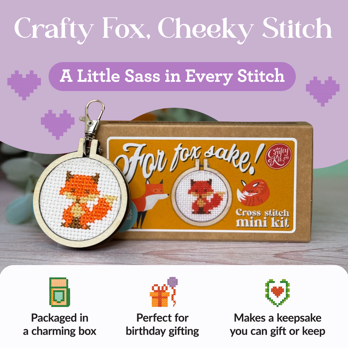 For Fox Sake! Mini Matchbox Cross Stitch Kit