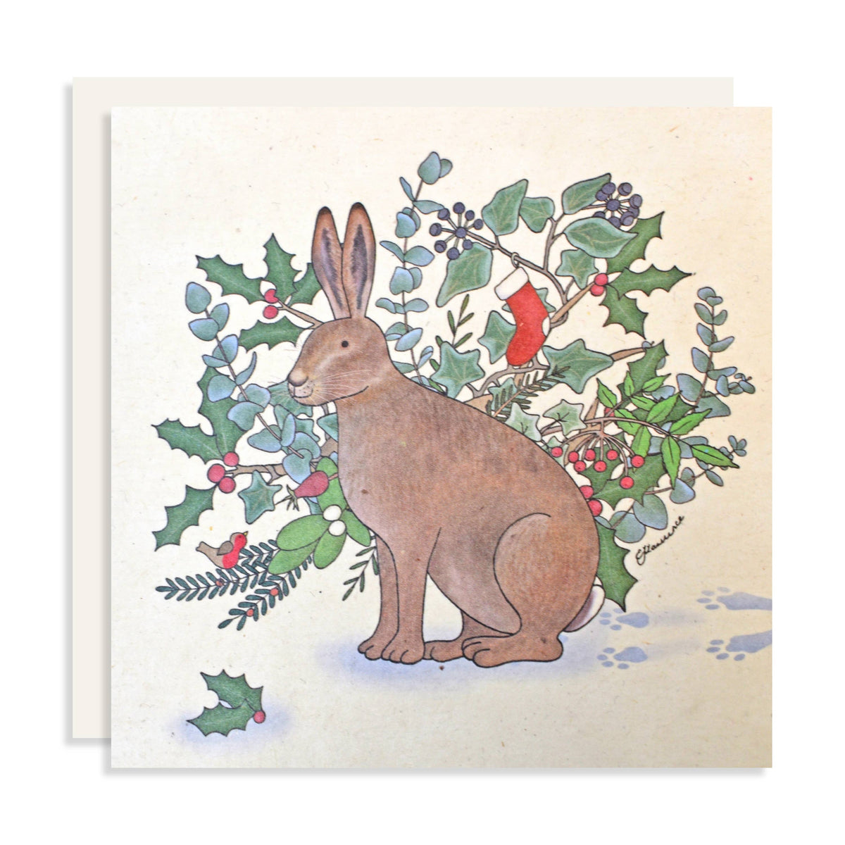 Emma Lawrence Hare Christmas Card - Recycled Paper