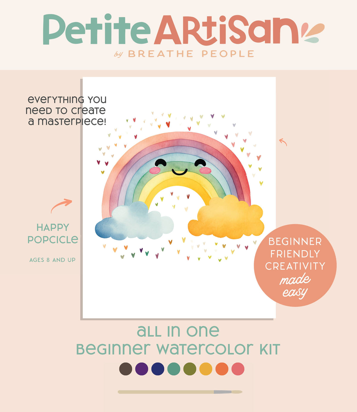 Kids' All-In-One Watercolor Paint Set - Happy Rainbow