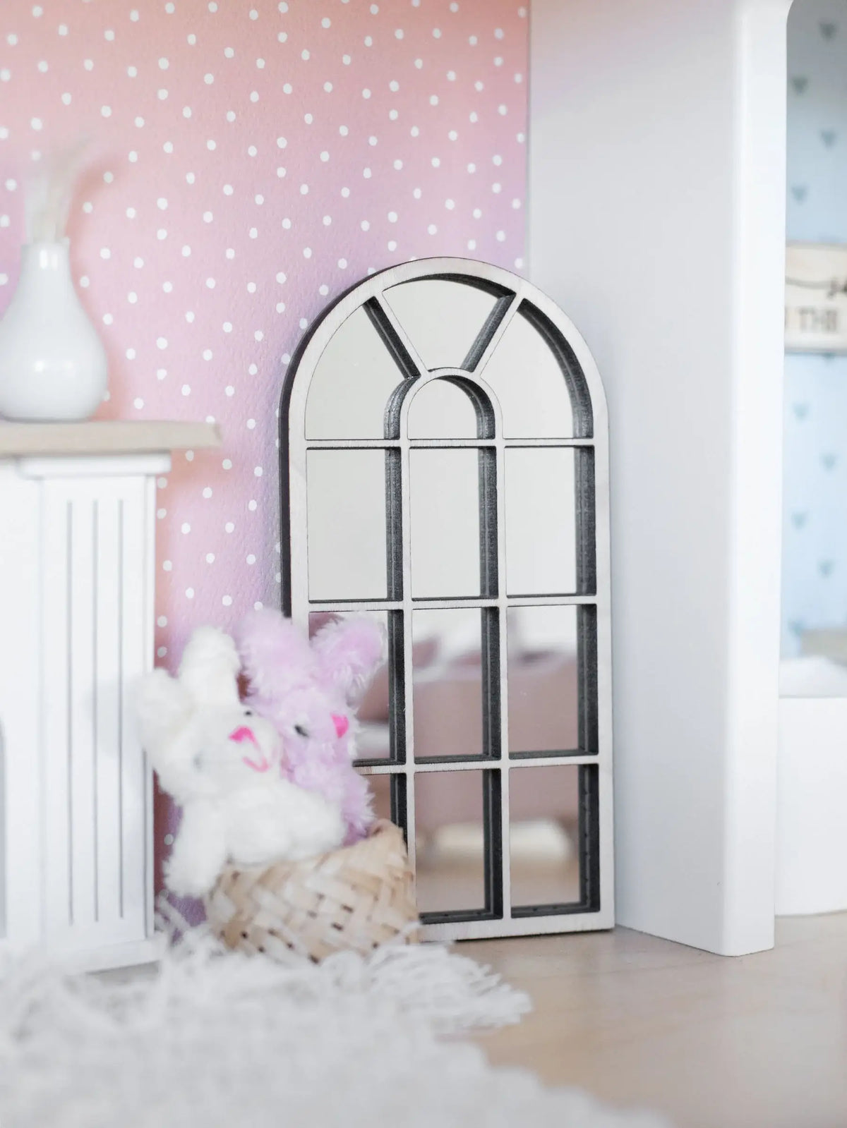 Dollhouse Arched Floor Mirror | White or Black