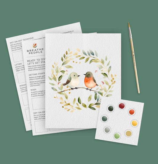 Winter Birds Watercolor Kit — Beginner Art Kit for Kids