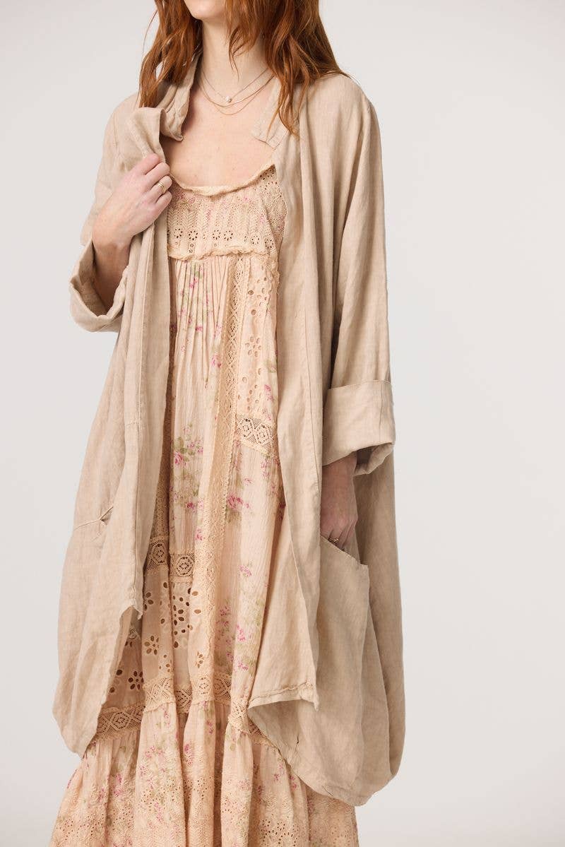 Madrigal Embroidered Floral & Lace maxi dress. Faded rose print.