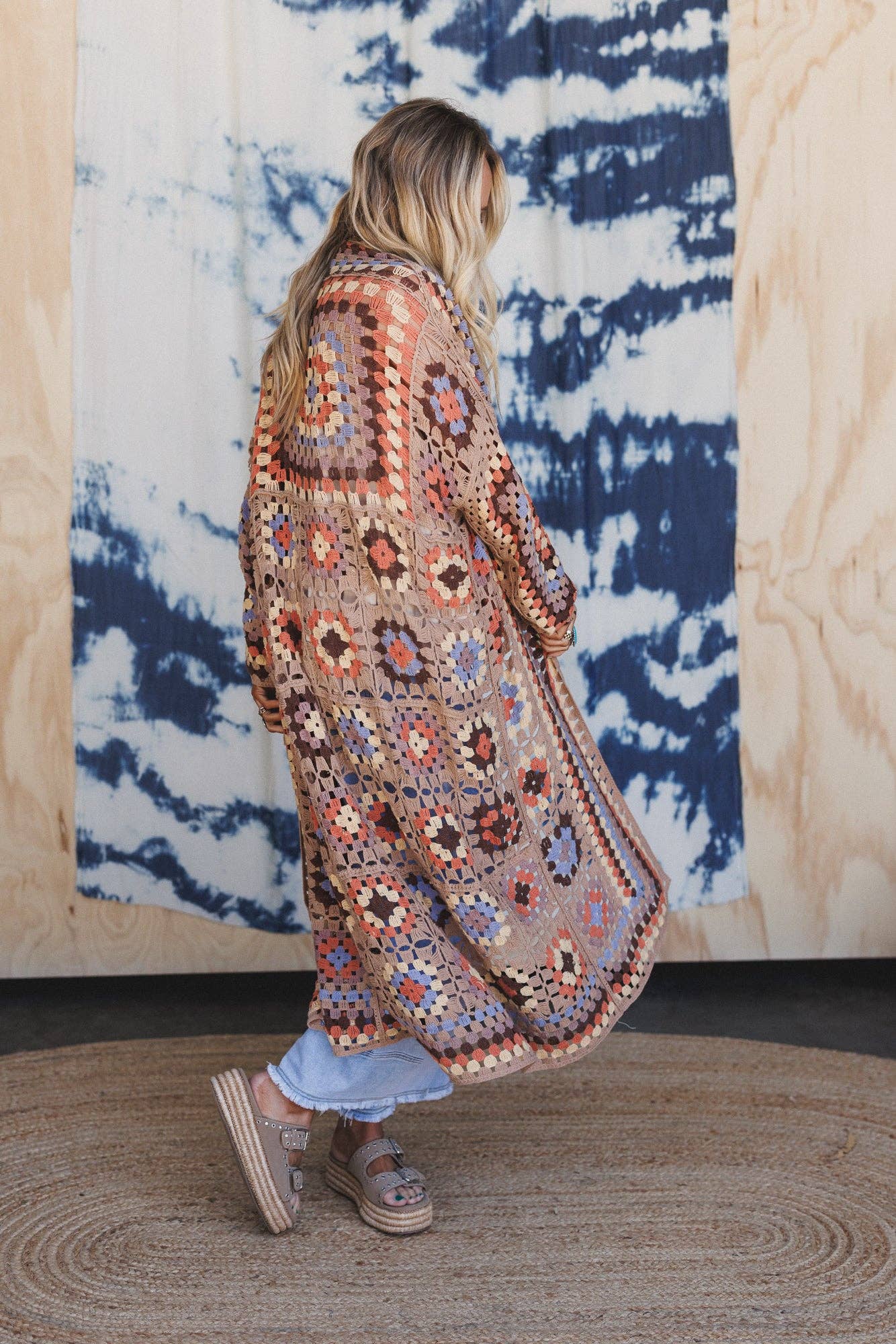 Soulful Wanderer Crochet Duster - Natural Brown