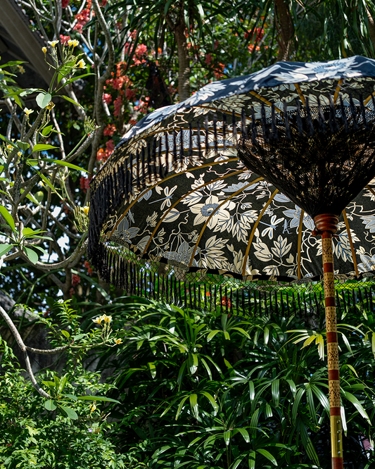 Balinese Umbrella Patio | Big Passion Flower Onyx
