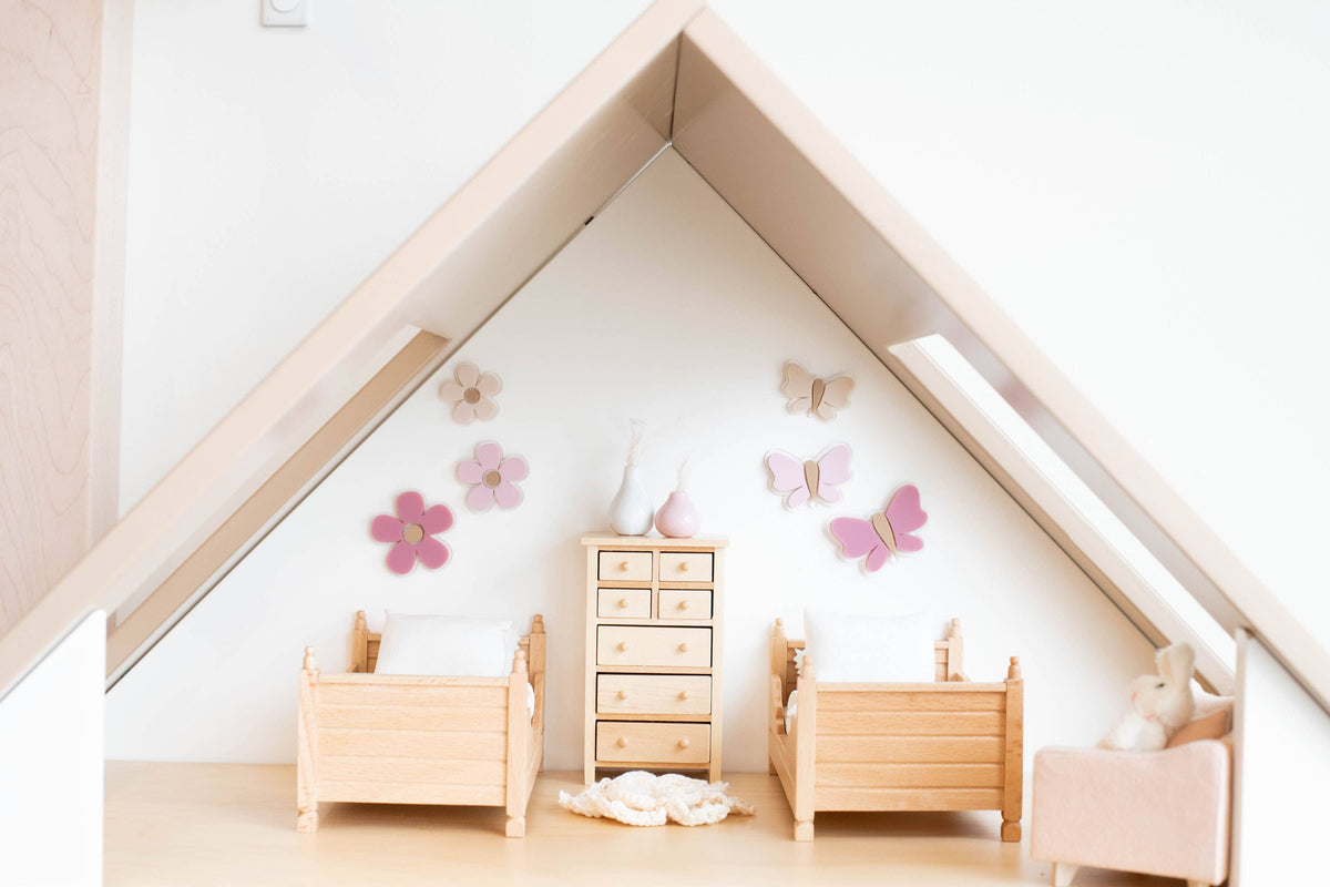 Dollhouse Edin Convertible Twin Bunk Beds | Natural Wood