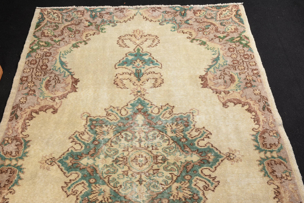 Rug, Beige & Brown Patchwork Classic 4x7.3 Ft Woven Rug